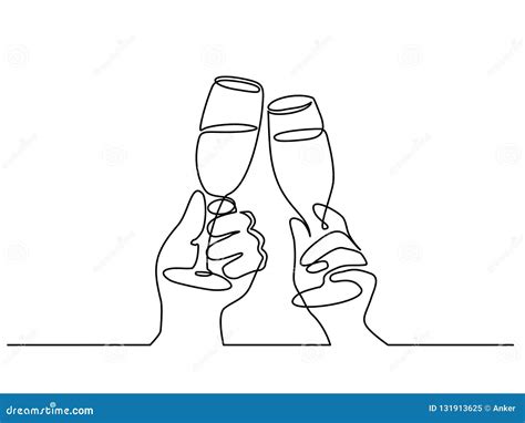 Two Hands Cheering With Glasses Of Champagne Stock Vector