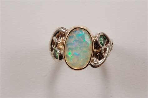 Ethiopian Welo Opal And Tsavorite Ring Kas A Designs