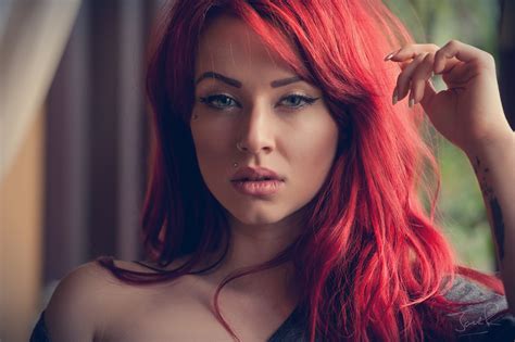 Womans Red Hair Women Redhead Nose Rings Piercing Hd Wallpaper