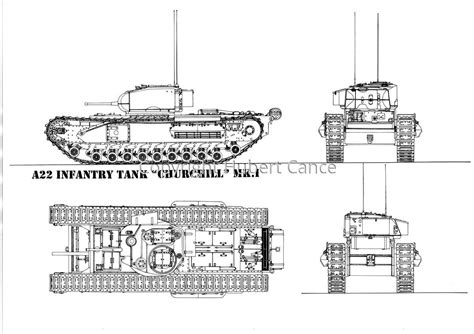 Drawing A22 Infantry Tank Churchill Mki Original Art By Hubert Cance