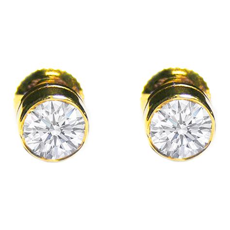 Diamond Earrings Round Diamond Bezel Set Stud Earrings 0 41 Tcw In