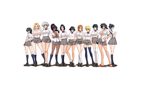 Wallpaper Bleach Anime Girls School Uniform Inoue Orihime Kuchiki