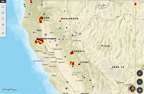 Map Showing Current Fires In California Printable Maps