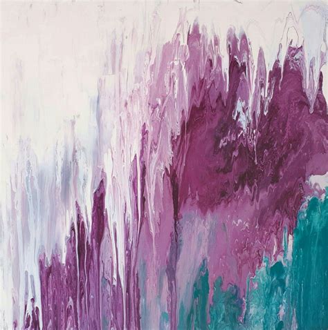 Original Abstract Pour Painting Purple And Teal Melville Art