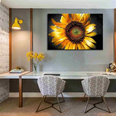 Beautiful Sunflower Flower Yellow Canvas Printing Home Decoration