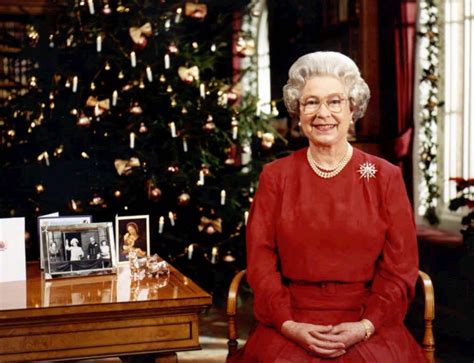 Britains Queen Elizabeth Ii During The Recording Of Her Annual Christmas Message To Britain And