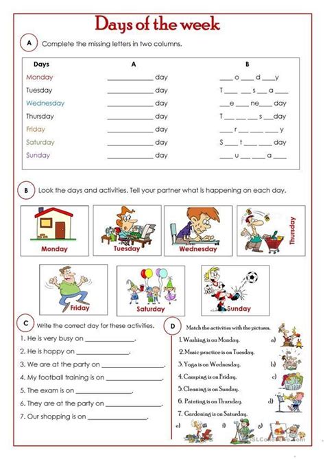 Esl Worksheets For Beginners Vocabulary