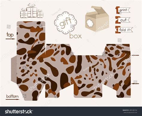 Printable T Box Spotted Pattern Template Stock Vector