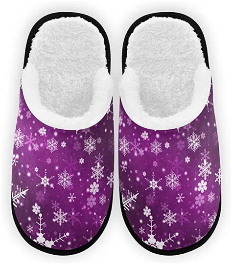 Purple Snowflake Slippers For Women Girls Soft Memory Foam Non Slip