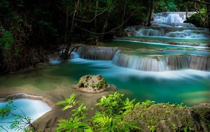 Tropical Waterfall Forest Water Landscape Nature Desktop
