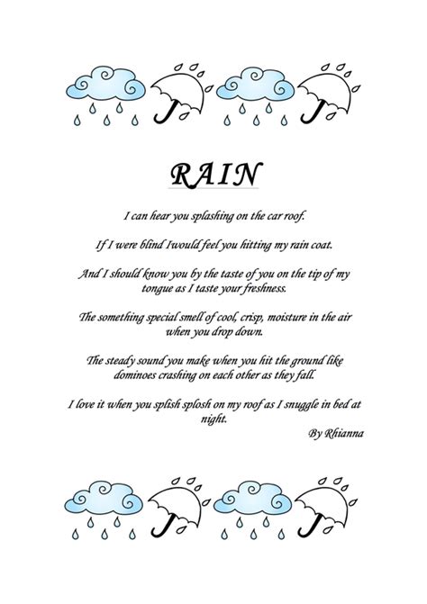 Rain Poems Mr Kirklands Amazing Class