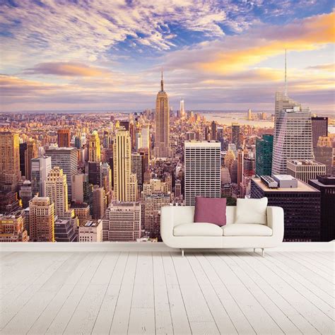 Sunset Skyscrapers New York City Wall Mural Wallpaper Ws 42426 Ebay