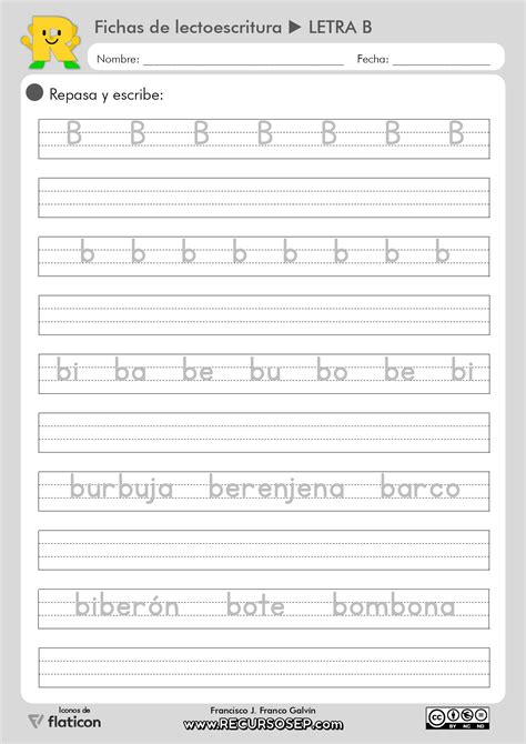 18 Fichas Lectoescritura Montessori Recursosep Letra B Imprentapage