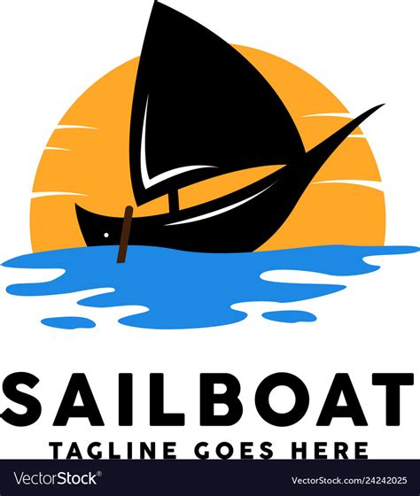 Sailboat With Sunset Logo Design Inspiration Vector Image