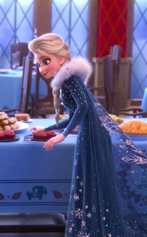 A Frozen Princess Standing In Front Of A Table