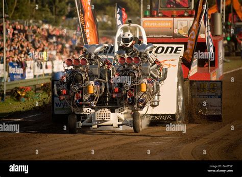 Danish Tractor Pulling Team Competing With 4 V8 Supercharged Engines