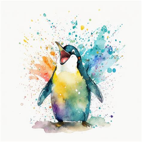 Premium Photo Laughing Penguin Style Of A Messy Children Book Image
