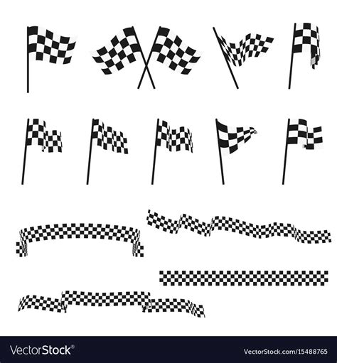 black and white checkered auto racing flags vector image