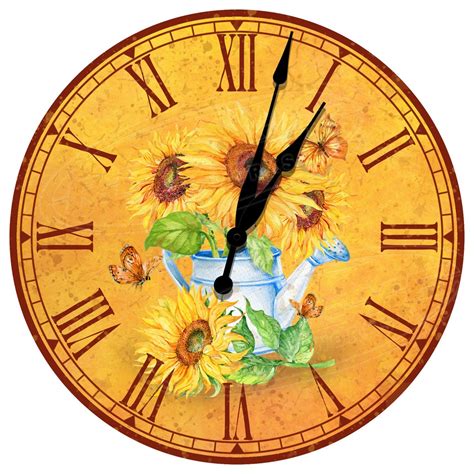 Sunflower Themed Clock Sunflower Decor Sunflower Kitchen Clocks