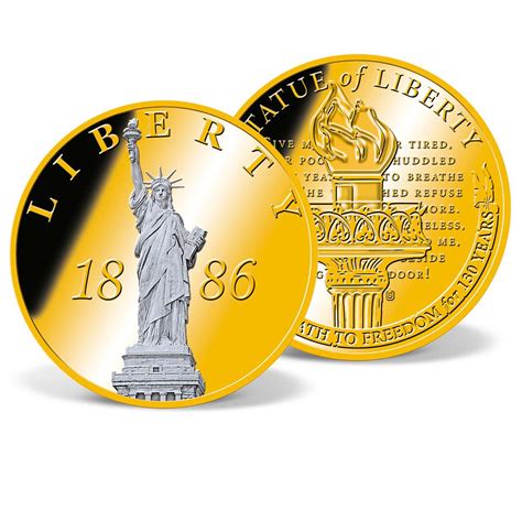 Statue Of Liberty 1886 Platinum Accented Commemorative Coin Gold