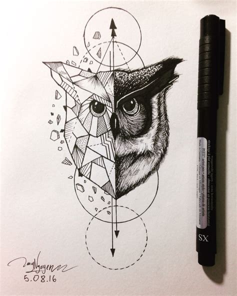 Geometric Tattoo Owl Geometric Animal
