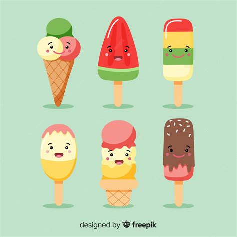 Free Vector Kawaii Ice Cream Characters Collection