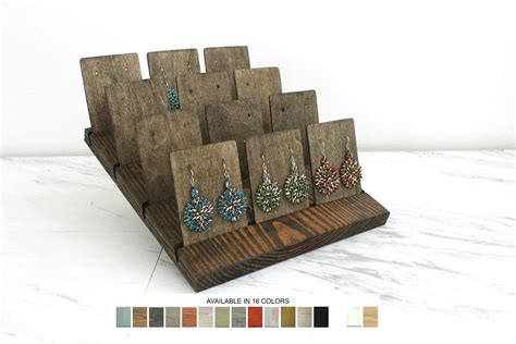 Earring Jewelry Displays With 12 Earrings Cards Wood Displays Etsy