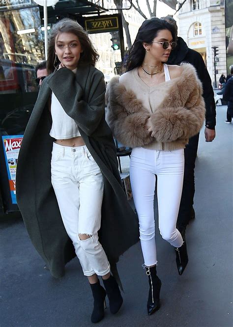 402 gigi hadid kendall jenner pictures. Gigi Hadid and Kendall Jenner - Leave Their Hotel in Paris ...