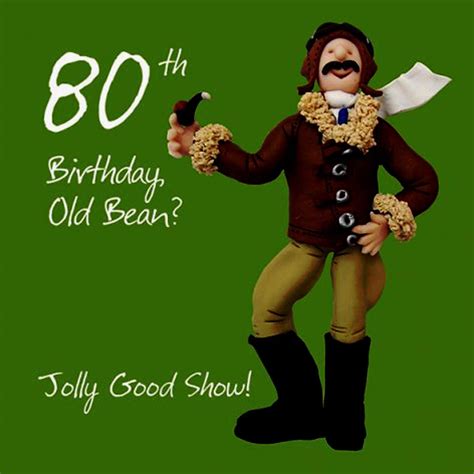 Holy Mackerel Greeting Card Happy 80th Birthday Old Bean Jolly Good