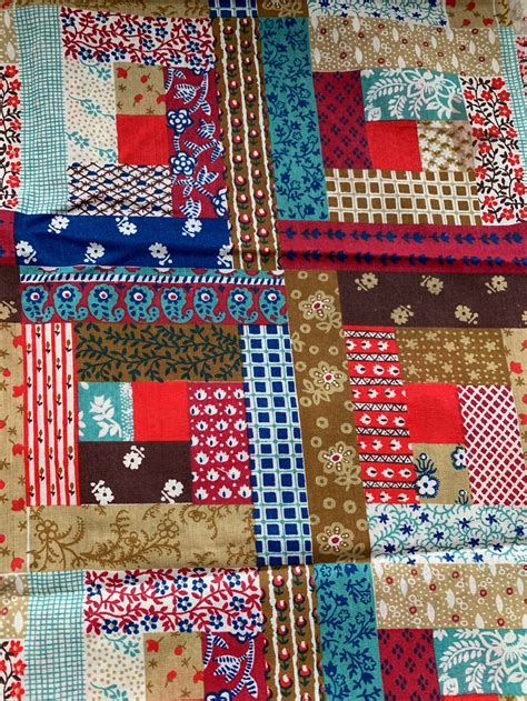 Cheater Log Cabin Patchwork Vintage Fabric Floral Quilt Etsy