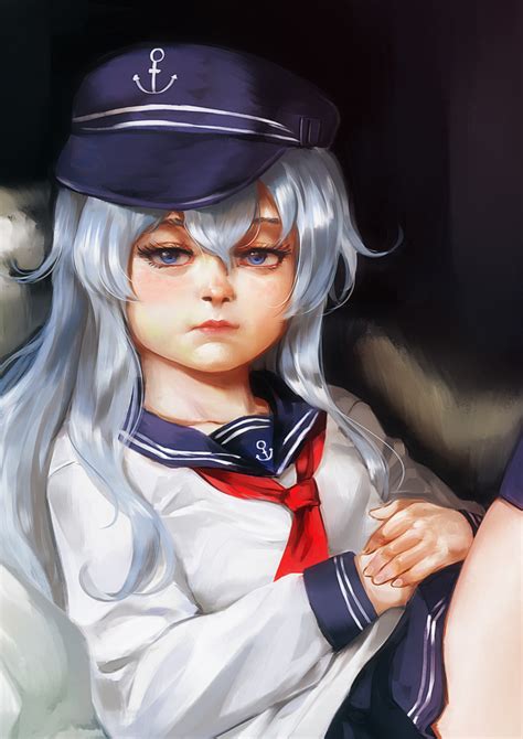 Safebooru 1girl Blue Eyes Closed Mouth Commentary Commission Flat Cap Hair Between Eyes Hat