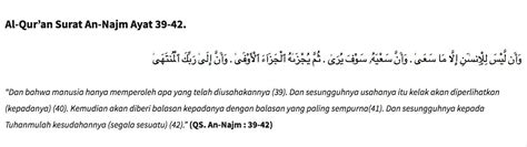 Arti Surat An Najm 53 Ayat 39 42 Tulisan Berfaedah