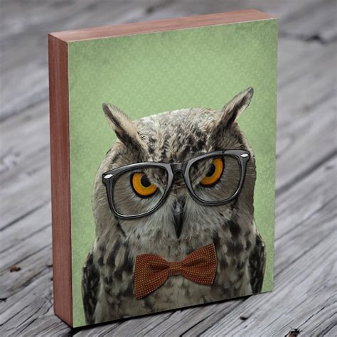 Owl With Glasses Owl Art The Studious Owl Owl Art Print Etsy