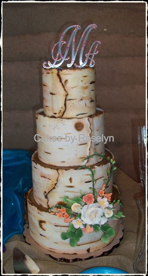 Birch Tree Wedding Cake With Gumpaste Flowers My Cakes