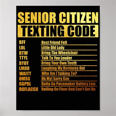 Senior Citizens Texting Code Grandpa Poster Zazzle