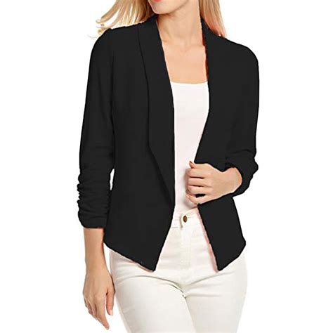 women blazers and jackets 3 4 sleeve blazer open front short cardigan suit jacket work office