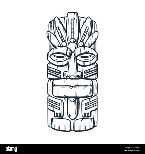 Trendy Hawaii Tiki Mask Or Face Idol Ethnic Totem Stock Vector Image And Art Alamy