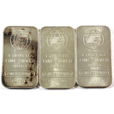 3x Vintage Engelhard 1oz Fine Silver Bars Tax Exempt You Will Receive