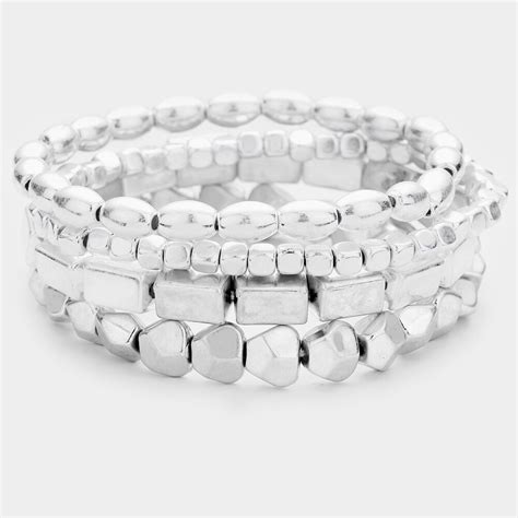 Metal Beaded Stretch Layered Bracelets