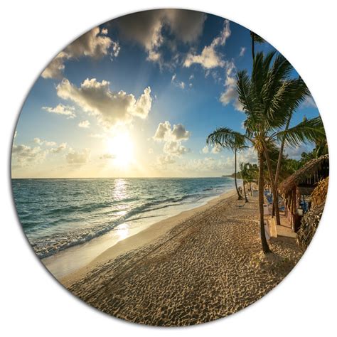 Beautiful Caribbean Vacation Beach Beach Round Metal Wall