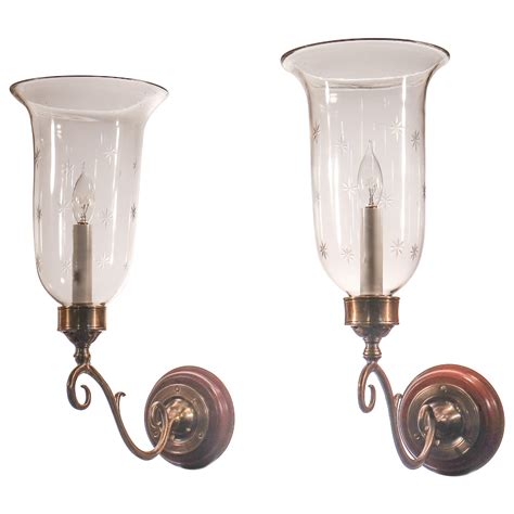 Pair Of Antique English Hurricane Shade Wall Sconces For Sale At 1stdibs