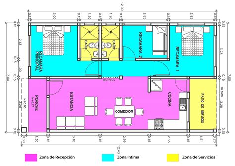 Plano De Casa Con Medidas De 7x12 Metros De Un Nivel Proyectos De Casas