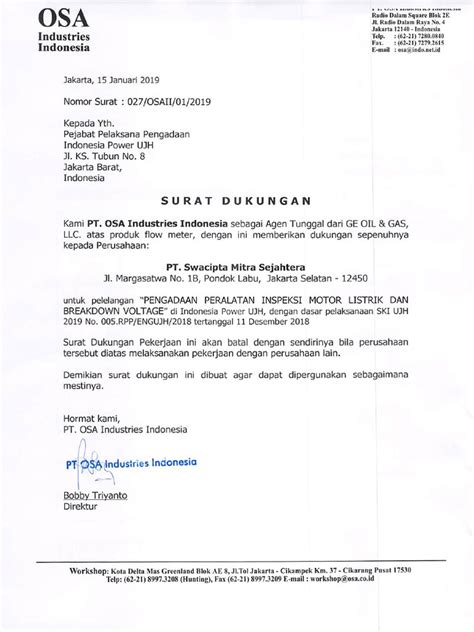 Contoh Supporting Letter Swacipta Mitra Sejahtera 2 Pdf