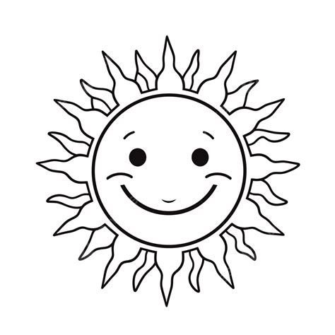 Drawing Of A Happy Sun In A Simple Outline Sketch Vector Sun Drawing