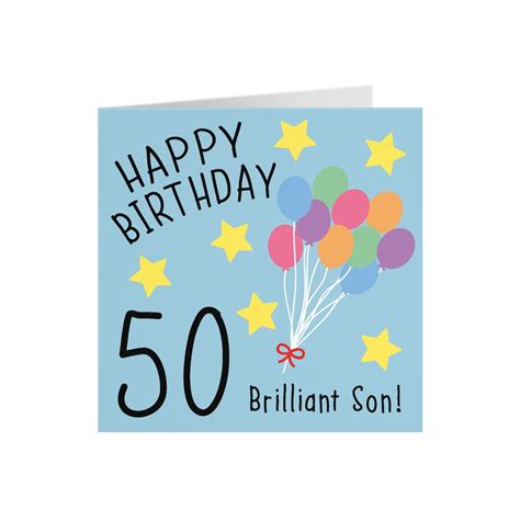 Son 50th Birthday Card Happy Birthday 50 Brilliant Son Etsy Uk