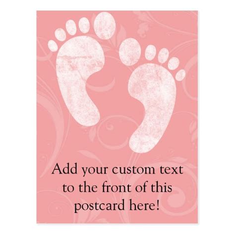 Pinkwhite Baby Footprints Postcard Zazzle