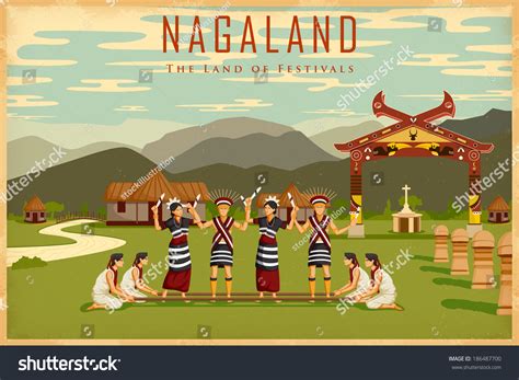 인도 나갈란드 문화를 묘사한 그림 스톡 벡터 로열티 프리 186487700 Shutterstock