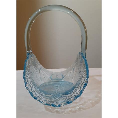 Vintage Fenton Light Blue Glass Basket With Handle Chairish