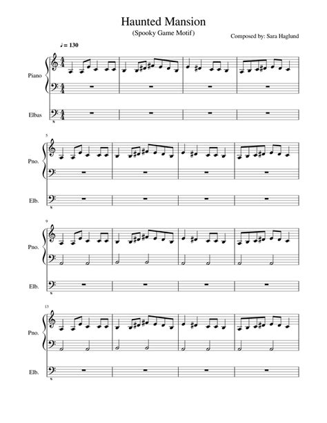 Haunted Mansion Sheet Music For Piano Bass Guitar Mixed Duet