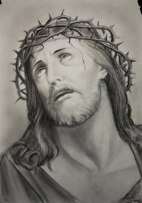Jesus Drawing Custom Jesus Christ Charcoal Portrait Christian Art